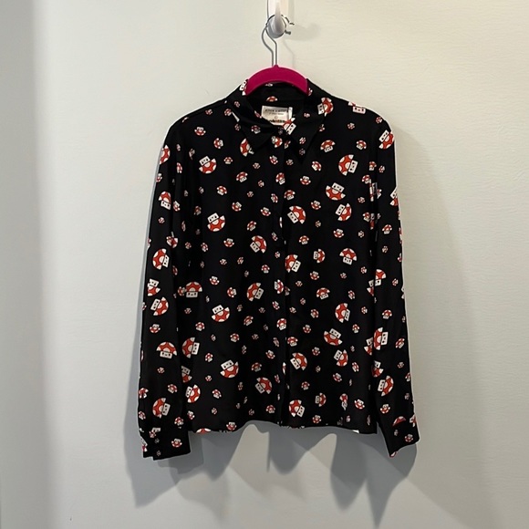 Alice + Olivia “Willa” mushroom placket top S - Picture 3 of 5